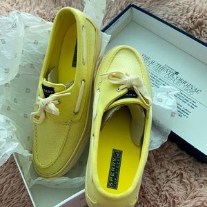 SPERRY Bahama Yellow Sequin Top-Siders - NIB